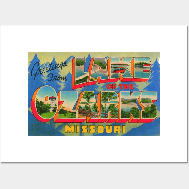 Greetings from Lake of the Ozarks, Missouri - Vintage Large Letter Postcard Wall Art by Naves